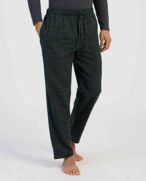 Pantalón Pijama Hombre Invierno Premium Algodón Franela Cuadros - Verde 8891_46
