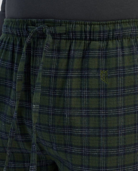 Pantalón Pijama Hombre Invierno Premium Algodón Franela Cuadros - Verde 8891_46