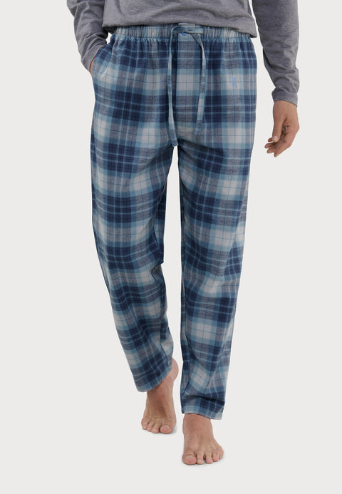 Pantalón Pijama Hombre Invierno Premium Algodón Franela Cuadros - Azul 8893_32 - 35779958 - https://www.elbuhonocturno.com/