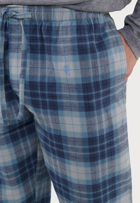 Pantalón Pijama Hombre Largo Premium Franela | Azul Marino | El Búho Nocturno - 55223783 - https://www.elbuhonocturno.com/