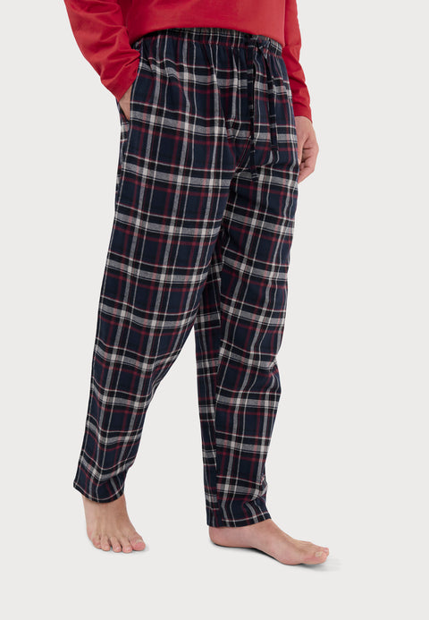 Pantalón Pijama Hombre Invierno Premium Algodón Franela Cuadros - Azul 8894_39 - 98218167 - https://www.elbuhonocturno.com/