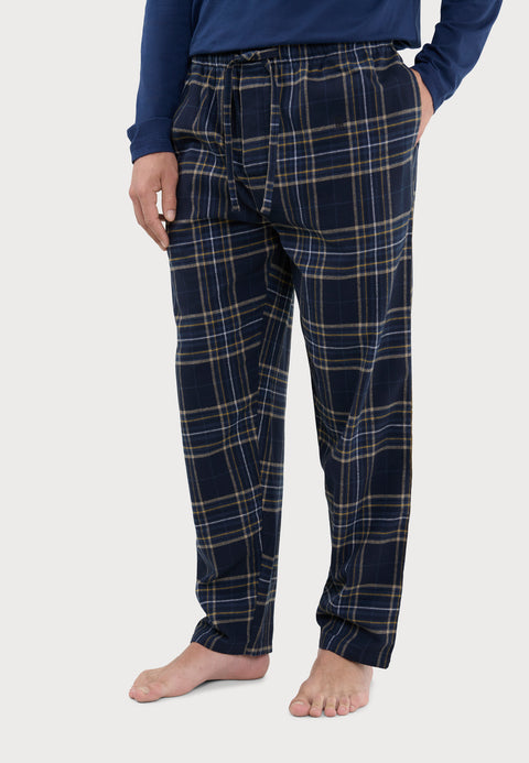 Pantalón Pijama Hombre Invierno Premium Algodón Franela Cuadros - Azul 8895_39 - 54336583 - https://www.elbuhonocturno.com/