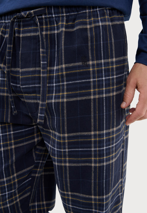 Pantalón Pijama Hombre Largo Premium Franela | Azul Marino | El Búho Nocturno - 86726676 - https://www.elbuhonocturno.com/