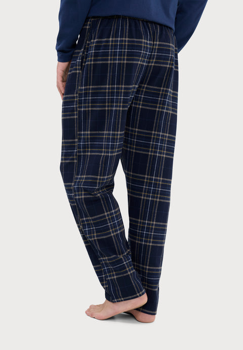 Pantalón Pijama Hombre Largo Premium Franela | Azul Marino | El Búho Nocturno - 17039931 - https://www.elbuhonocturno.com/