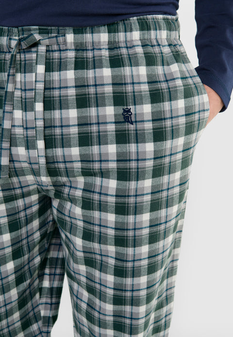 Pantalón Pijama Hombre Invierno Premium Algodón Franela Cuadros - Verde 8896_40 - 92320988 - https://www.elbuhonocturno.com/