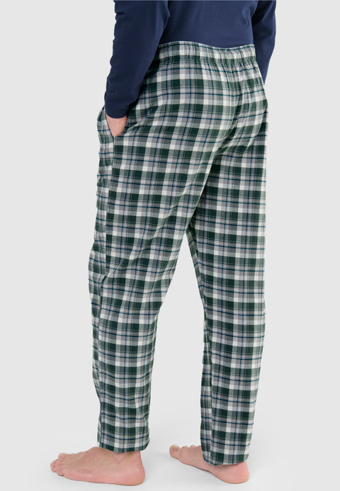 Pantalón Pijama Hombre Invierno Premium Algodón Franela Cuadros - Verde 8896_40 - 90001570 - https://www.elbuhonocturno.com/