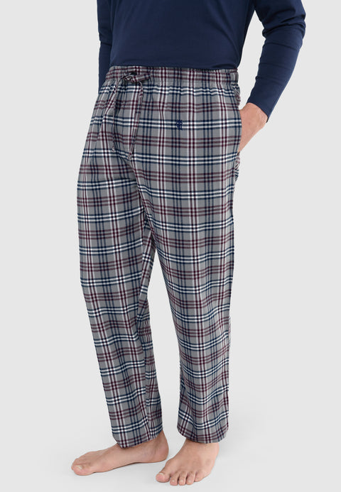 Pantalón Pijama Hombre Invierno Premium Algodón Franela Cuadros - Gris 8897_20 - 15644877 - https://www.elbuhonocturno.com/