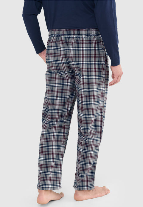 Pantalón Pijama Hombre Invierno Premium Algodón Franela Cuadros - Gris 8897_20 - 68756156 - https://www.elbuhonocturno.com/
