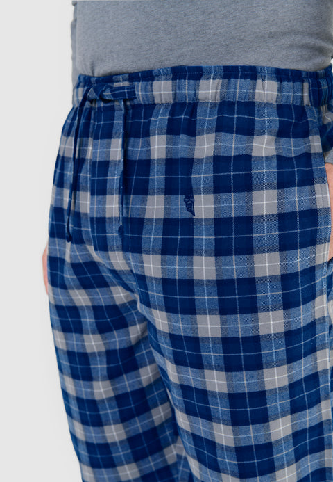 Pantalón Pijama Hombre Invierno Premium Algodón Franela Cuadros - Azul 8899_33 - 53075067 - https://www.elbuhonocturno.com/