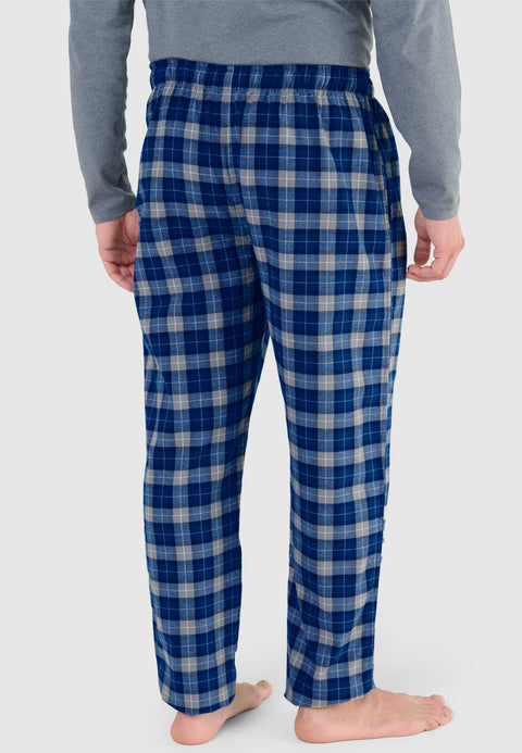 Pantalón Pijama Hombre Invierno Premium Algodón Franela Cuadros - Azul 8899_33 - 57886687 - https://www.elbuhonocturno.com/