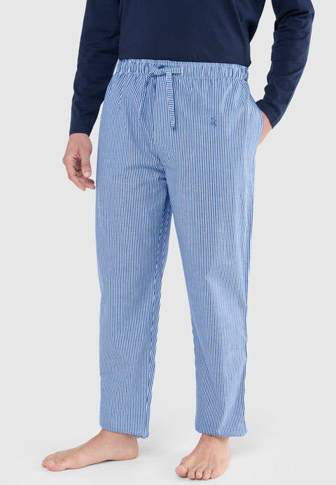 Pantalón Pijama Hombre Largo Algodón Popelín Rayas - Azul 8917_36 - 4532259 - https://www.elbuhonocturno.com/