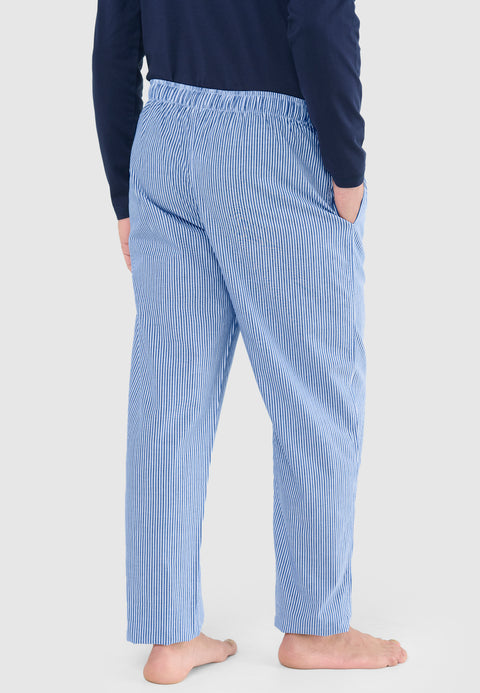Pantalón Pijama Hombre Largo Algodón Popelín Rayas - Azul 8917_36 - 81837961 - https://www.elbuhonocturno.com/