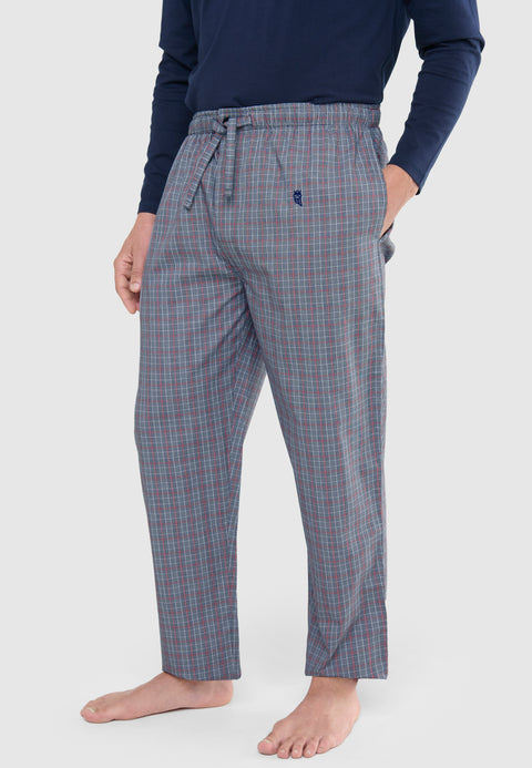 Pantalón Pijama Hombre Largo Algodón Popelín Cuadros - Gris 8919_22 - 65520558 - https://www.elbuhonocturno.com/
