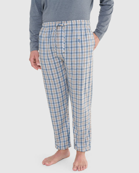 Pantalón Pijama Hombre Largo Algodón Popelín Cuadros - Verde 8920_44 - 21375364 - https://www.elbuhonocturno.com/