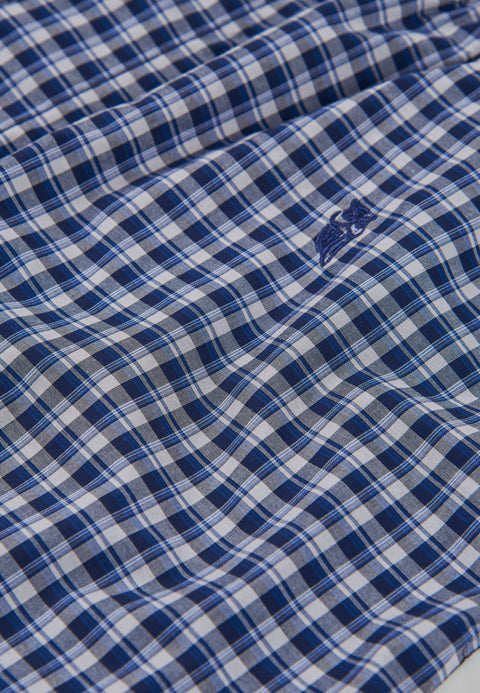 Pantalón Pijama Hombre Largo Popelín Cuadros | Marino Blanco | El Búho Nocturno - 42908976 - https://www.elbuhonocturno.com/
