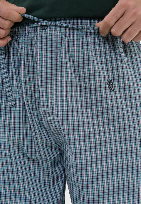 Pantalón Pijama Hombre Largo Popelín Cuadros | Verde Azul Blanco | El Búho Nocturno - 40781984 - https://www.elbuhonocturno.com/