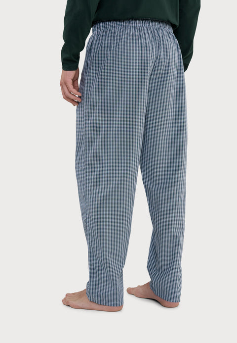 Pantalón Pijama Hombre Largo Popelín Cuadros | Verde Azul Blanco | El Búho Nocturno - 68377003 - https://www.elbuhonocturno.com/