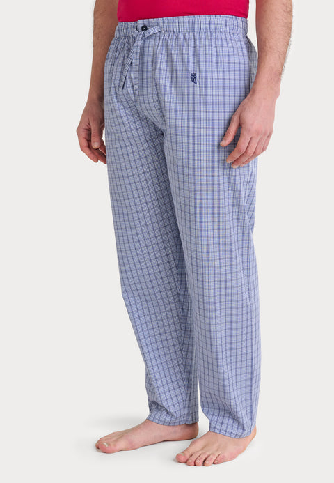 Pantalón Pijama Hombre Largo Algodón Popelín Cuadros - Azul 8942_37 - 8296705 - https://www.elbuhonocturno.com/