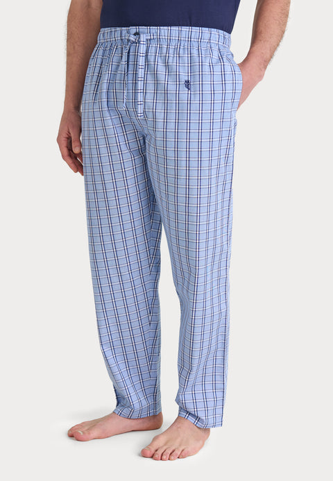 Pantalón Pijama Hombre Largo Algodón Popelín Cuadros - Azul 8943_36 - 41155381 - https://www.elbuhonocturno.com/