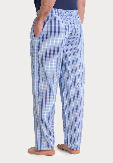 Pantalón Pijama Hombre Largo Algodón Popelín Cuadros - Azul 8943_36 - 96908038 - https://www.elbuhonocturno.com/
