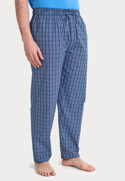 Pantalón Pijama Hombre Largo Algodón Popelín Cuadros - Azul 8944_39 - 31889142 - https://www.elbuhonocturno.com/