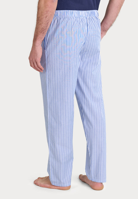 Pantalón Pijama Hombre Largo Algodón Popelín Rayas - Azul 8945_33 - 50428930 - https://www.elbuhonocturno.com/