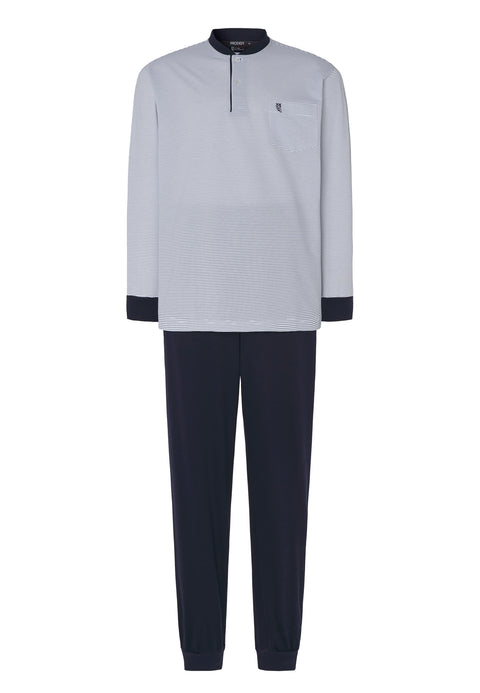 Pijama Hombre Largo Premium Tapeta Punto Rayas - Azul 5102_39 - 54550744 - https://www.elbuhonocturno.com/