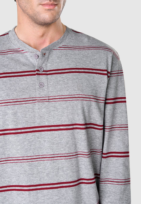 Pijama Hombre Largo Tapeta Punto Rayas - Gris 5576_20 - 97848745 - https://www.elbuhonocturno.com/