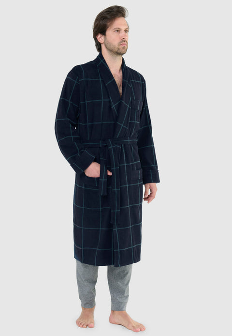 Bata Hombre Invierno Premium Forro Polar Estampado - Azul 0606_38 - 2323852 - https://www.elbuhonocturno.com/