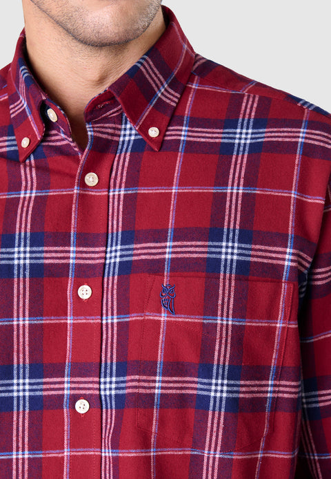 Camisa Hombre Franela Cuadros Algodón Invierno Premium con Bolsillo - Rojo 0401_94 - 93871440 - https://www.elbuhonocturno.com/