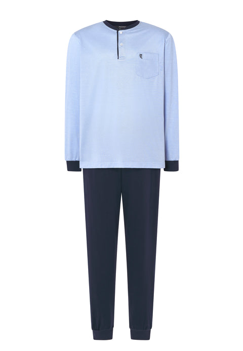 Pijama Hombre Largo Premium Tapeta Punto Piqué - Azul 5103_36 - 63087932 - https://www.elbuhonocturno.com/