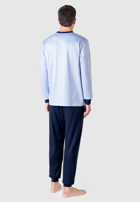 Pijama Hombre Largo Premium Tapeta Punto Piqué - Azul 5103_36 - 53697462 - https://www.elbuhonocturno.com/