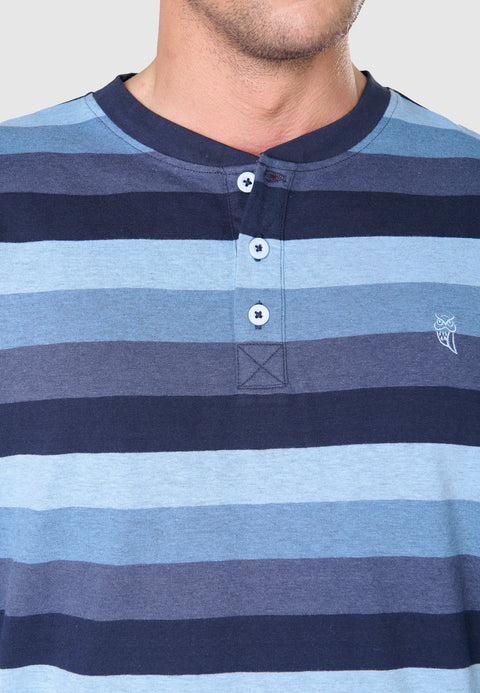 Pijama Hombre Largo Tapeta Algodón Punto Rayas - Azul 5577_33 - 70098491 - https://www.elbuhonocturno.com/