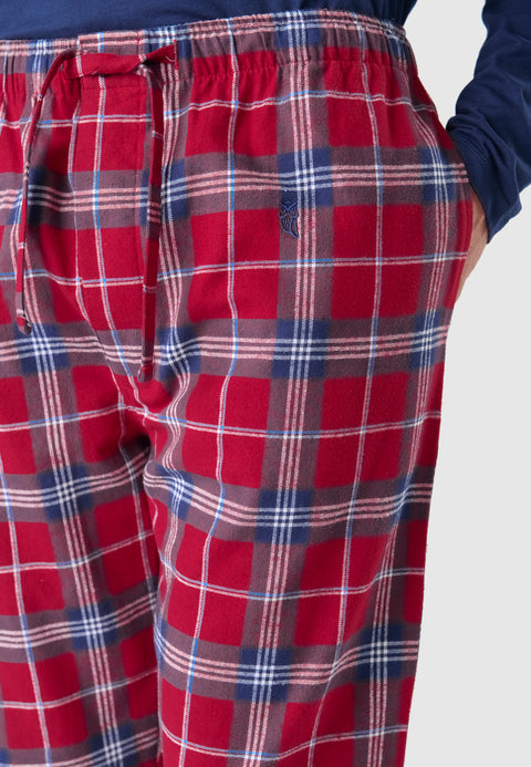8817 - Premium Flannel Checked Long Trousers - Red