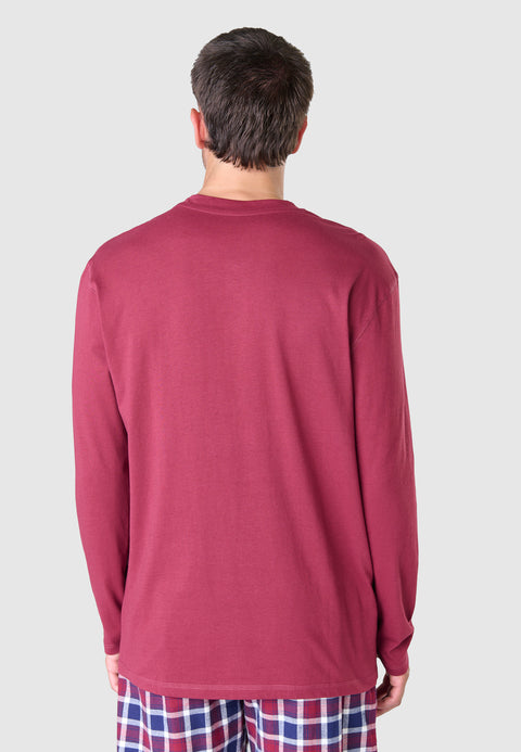 7525 - Long Sleeve Knit T-shirt with Smooth Placket - Garnet