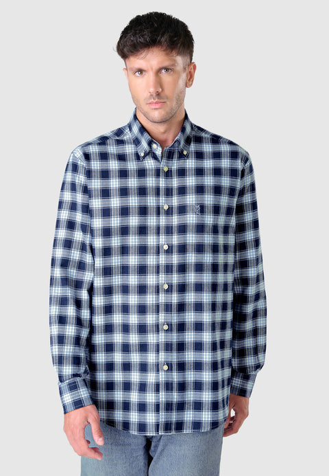 Camisa Hombre Franela Cuadros Algodón Invierno Premium con Bolsillo - Azul 0400_36 - 9806194 - https://www.elbuhonocturno.com/