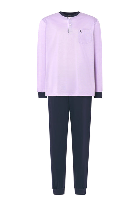 Pijama Hombre Largo Premium Tapeta Punto Piqué - Rosa 5104_91 - 69604320 - https://www.elbuhonocturno.com/