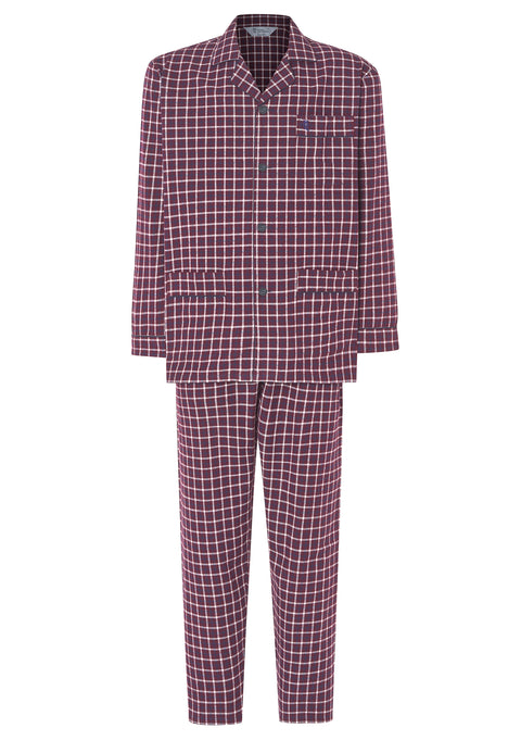 Pijama Hombre Invierno Solapa Algodón Franela Cuadros - Rojo 2814_90 - 29041293 - https://www.elbuhonocturno.com/