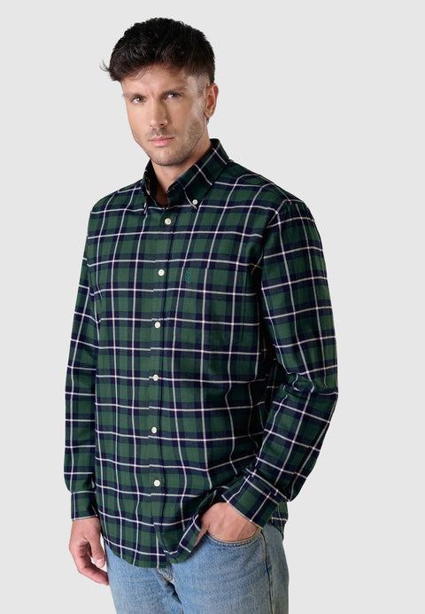 Camisa Hombre Franela Cuadros Algodón Invierno Premium con Bolsillo - Verde 0402_44 - 23740877 - https://www.elbuhonocturno.com/