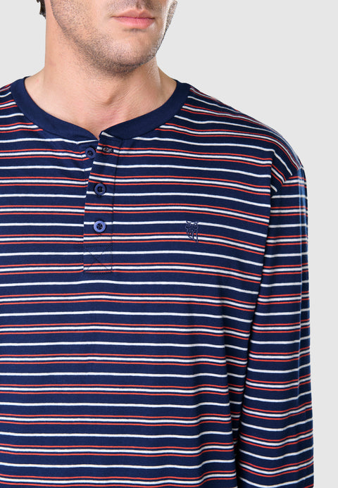 Pijama Hombre Largo Tapeta Algodón Punto Rayas - Azul 5309_39 - 94907605 - https://www.elbuhonocturno.com/