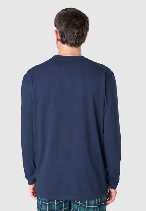 7522 - Long Sleeve Knit T-shirt with Smooth Placket - Navy