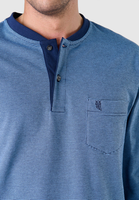 Pijama Hombre Invierno Premium Tapeta Algodón Punto - Azul 55026_33 - 31680821 - https://www.elbuhonocturno.com/