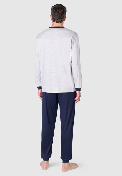 Pijama Hombre Largo Premium Tapeta Algodón Punto Estampado - Gris 5101_20 - 66327597 - https://www.elbuhonocturno.com/