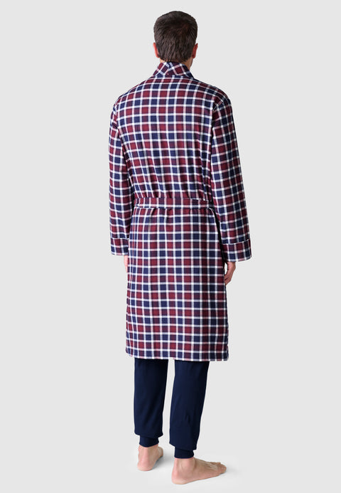 Bata Hombre Invierno Premium Algodón Franela Cuadros - Rojo 0805_90 - 73468664 - https://www.elbuhonocturno.com/