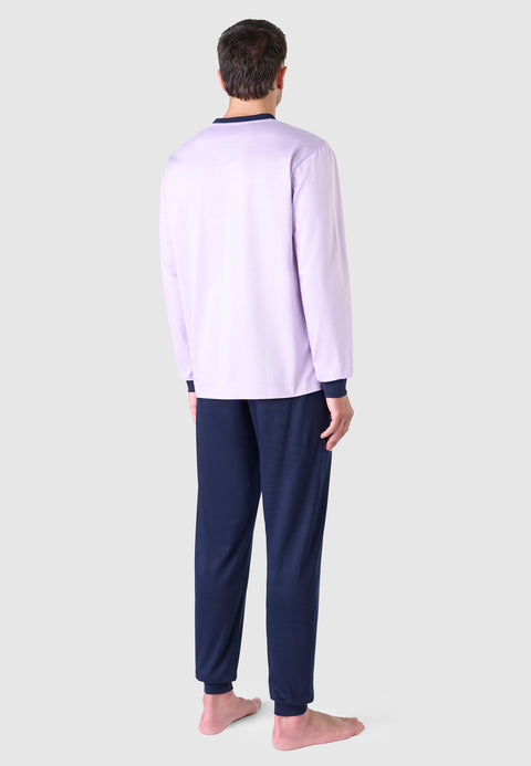 Pijama Hombre Largo Premium Tapeta Punto Piqué - Rosa 5104_91 - 38019813 - https://www.elbuhonocturno.com/