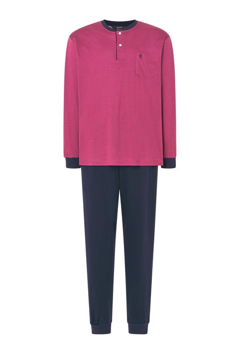 Pijama Hombre Largo Premium Tapeta Algodón Punto Estampado - Rojo 5100_90 - 2593093 - https://www.elbuhonocturno.com/