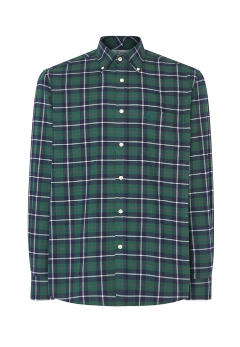 Camisa Hombre Franela Cuadros Algodón Invierno Premium con Bolsillo - Verde 0402_44 - 91350093 - https://www.elbuhonocturno.com/