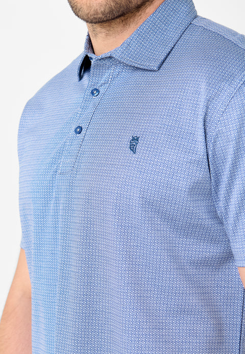 Polo Hombre Manga Corta Premium Algodón Geométrico - Azul 0009_33 - 97204258 - https://www.elbuhonocturno.com/