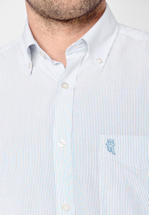 Camisa Hombre Manga Larga Popelín Rayas con Bolsillo Easy Iron Extrasuave - Azul 0304_39 - 22991973 - https://www.elbuhonocturno.com/