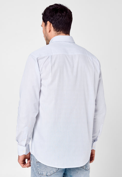 Camisa Hombre Manga Larga Popelín Rayas con Bolsillo Easy Iron Extrasuave - Azul 0304_39 - 59059515 - https://www.elbuhonocturno.com/